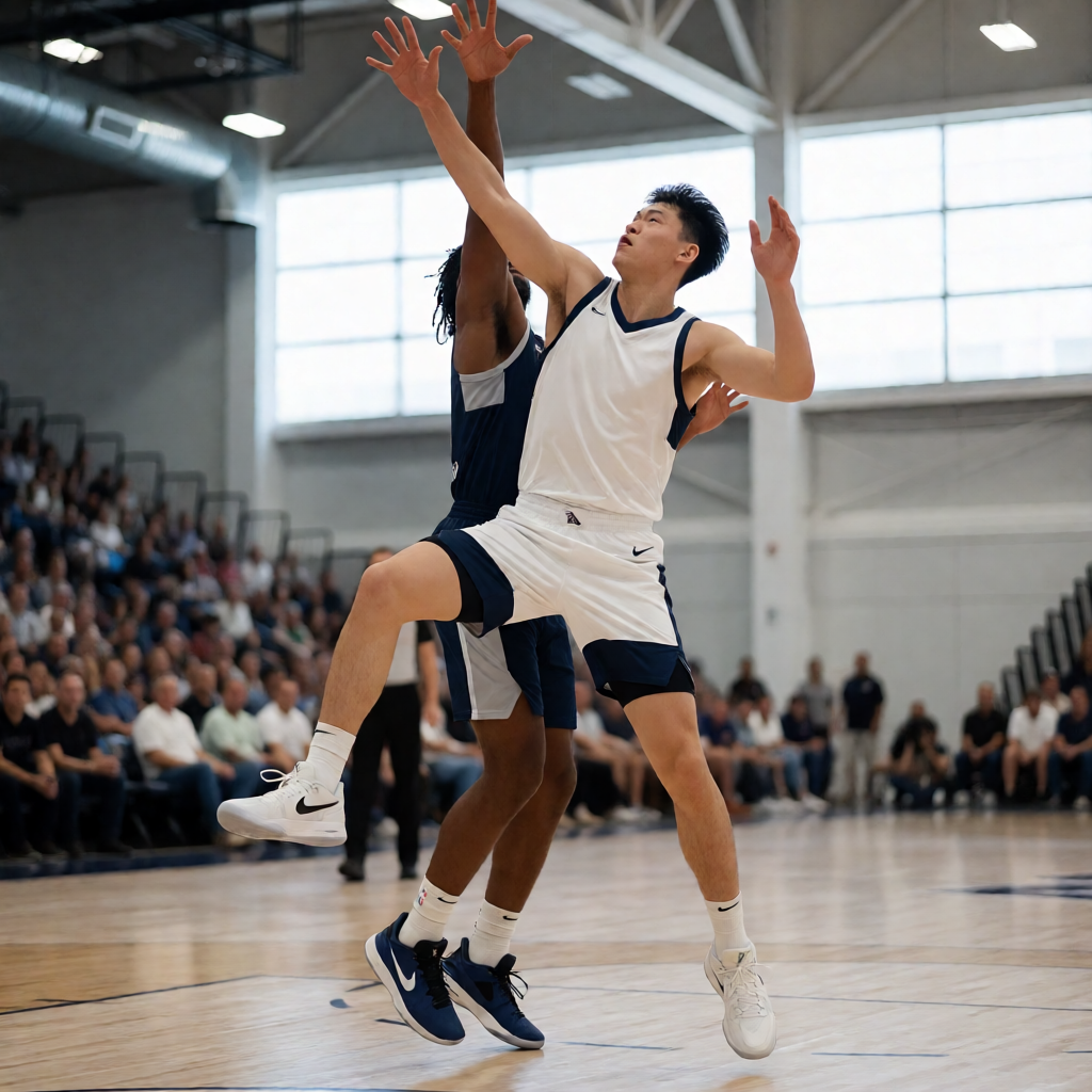 NBA职业篮球比赛现场,球员激烈对抗瞬间